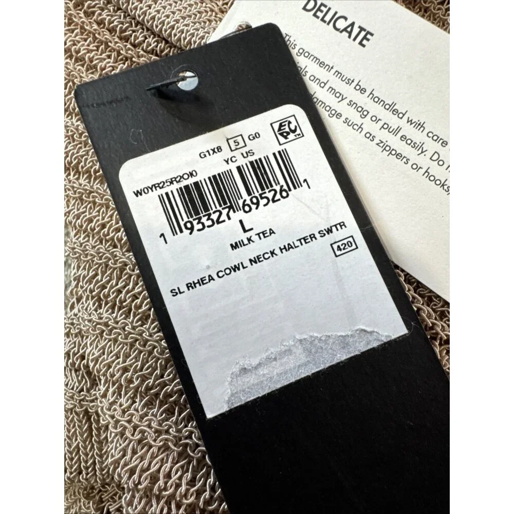 Guess Halter Top Womens Size L Champagne Color SL Rhea Cowl Neck Milk Tea - Picture 13 of 16